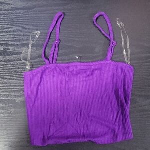 Bozzolo Purple Ribbed Cami with Adjustable Straps